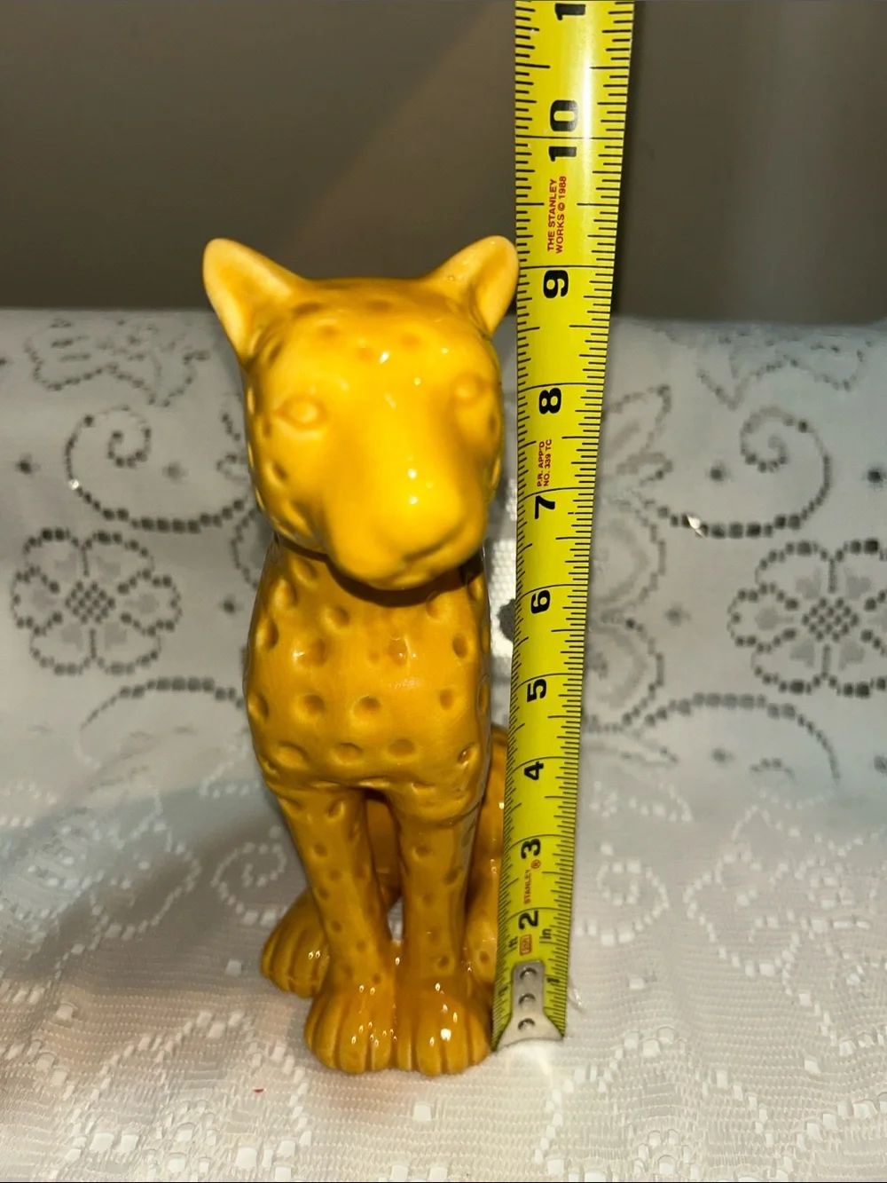 Vintage Yellow Ceramic Cheetah Figurine